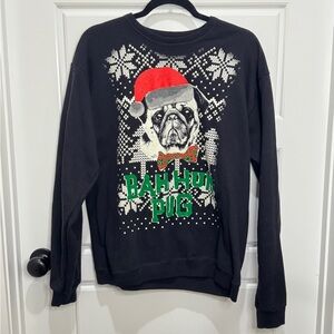 Ugly Christmas Sweatshirt Unisex Size M Bah Hum Pug Xmas Sweater